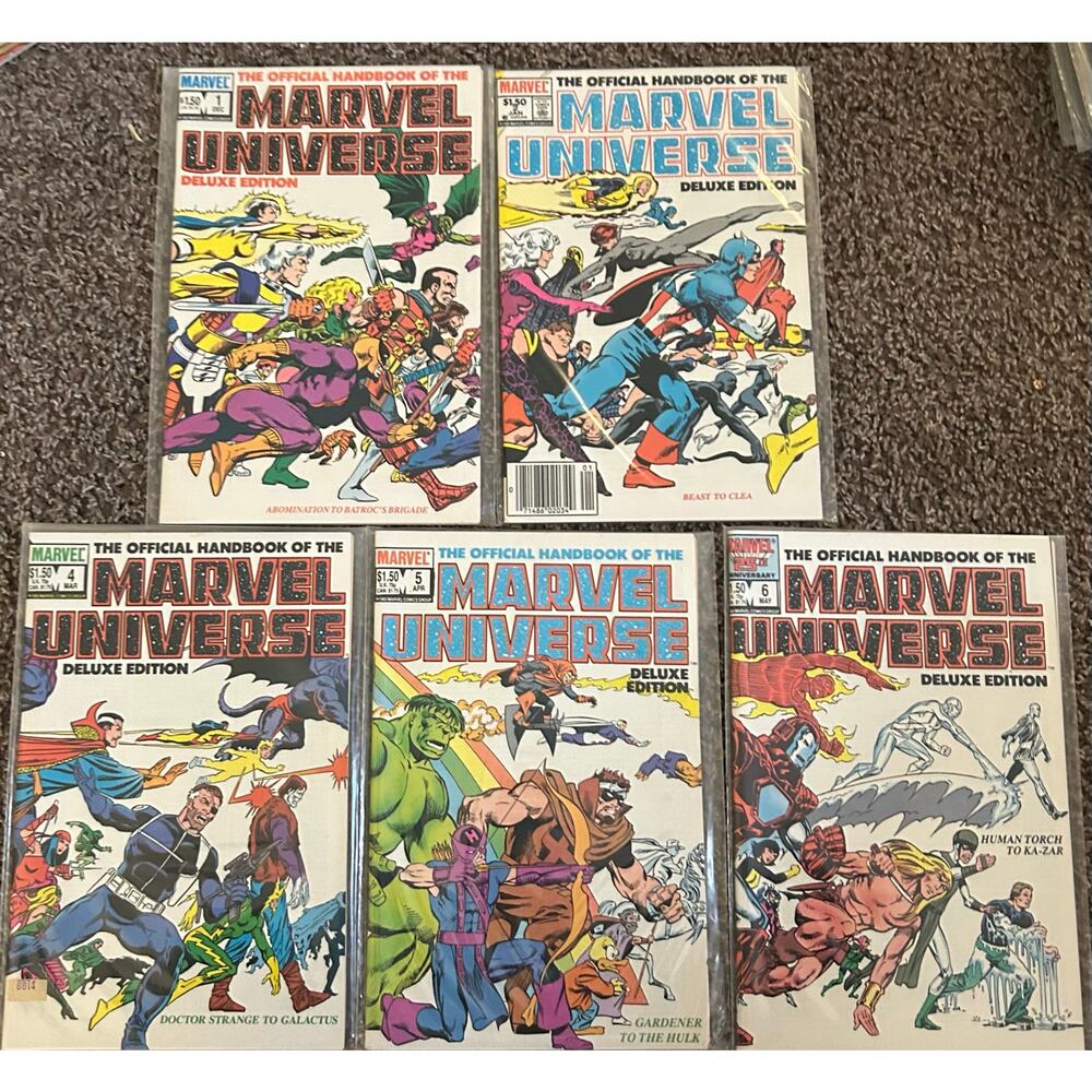 Official Handbook To The Marvel Universe #1, 2, 4, 5, 6 (1985 Marvel) Lot of 5